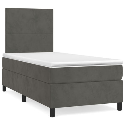 Dark Grey King Single Box Spring Bed with Velvet Mattress Pocket Spring Support
