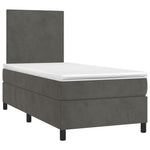 Dark Grey King Single Box Spring Bed with Velvet Mattress Pocket Spring Support
