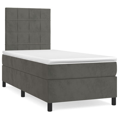 Dark Grey King Single Box Spring Bed with Mattress Velvet Pocket Spring Support