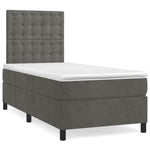 Dark Grey Velvet Box Spring Bed Pocket Spring Mattress King Single with Topper