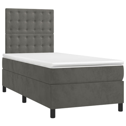 Dark Grey Velvet Box Spring Bed Pocket Spring Mattress King Single with Topper