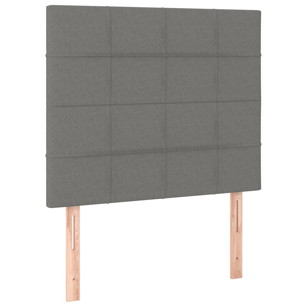 Dark Grey King Single Box Spring Bed with Fabric Pocket Spring Mattress & LED