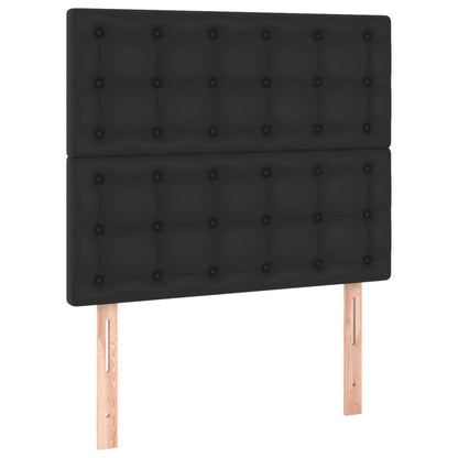 Black King Single Box Spring Bed with Faux Leather Pocket Spring Mattress LED