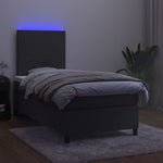 Dark Grey Box Spring Bed with LED Velvet Pocket Spring Mattress King Single