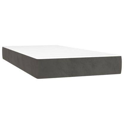 Dark Grey Box Spring Bed with LED Velvet Mattress King Single Adjustable Headboard