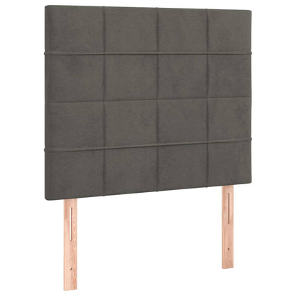 Dark Grey Box Spring Bed with LED Velvet Mattress King Single Adjustable Headboard