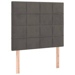 Dark Grey Box Spring Bed with LED Velvet Mattress King Single Adjustable Headboard
