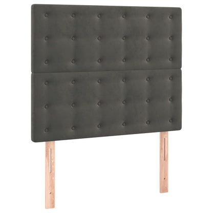 Dark Grey King Single Box Spring Bed with Velvet Pocket Spring Mattress and LED Lights