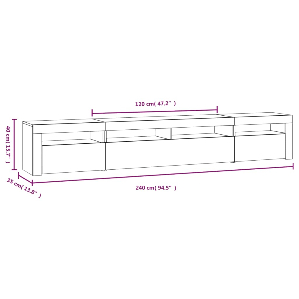 TV Cabinet LED Lights 240cm Entertainment Unit | HomeAndLiving
