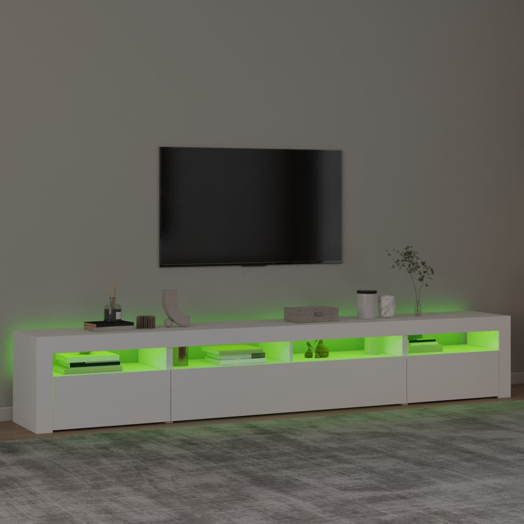 TV Cabinet LED Lights 240cm Entertainment Unit | HomeAndLiving