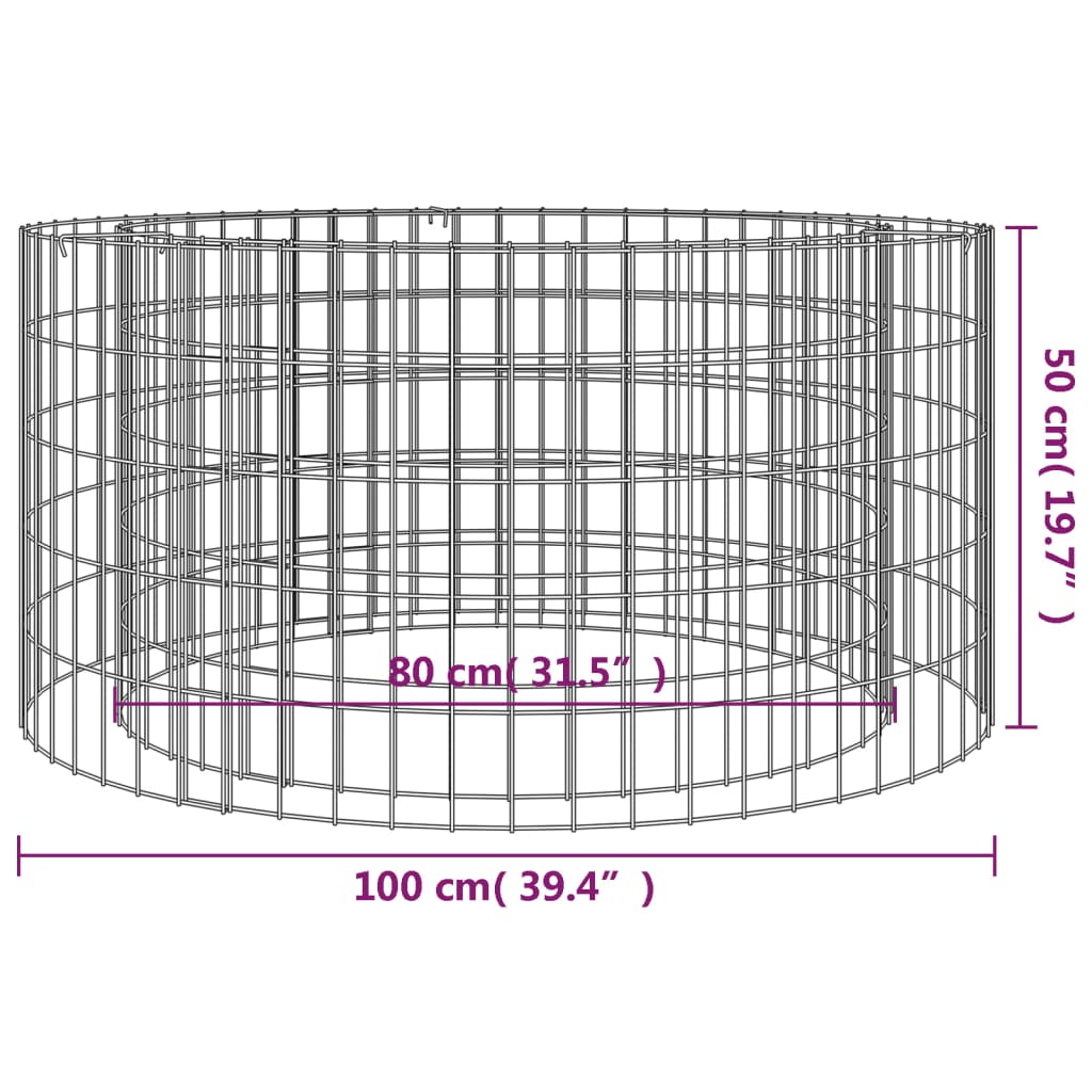 Gabion Fire Pit Round 100cm Galvanised | HomeAndLiving