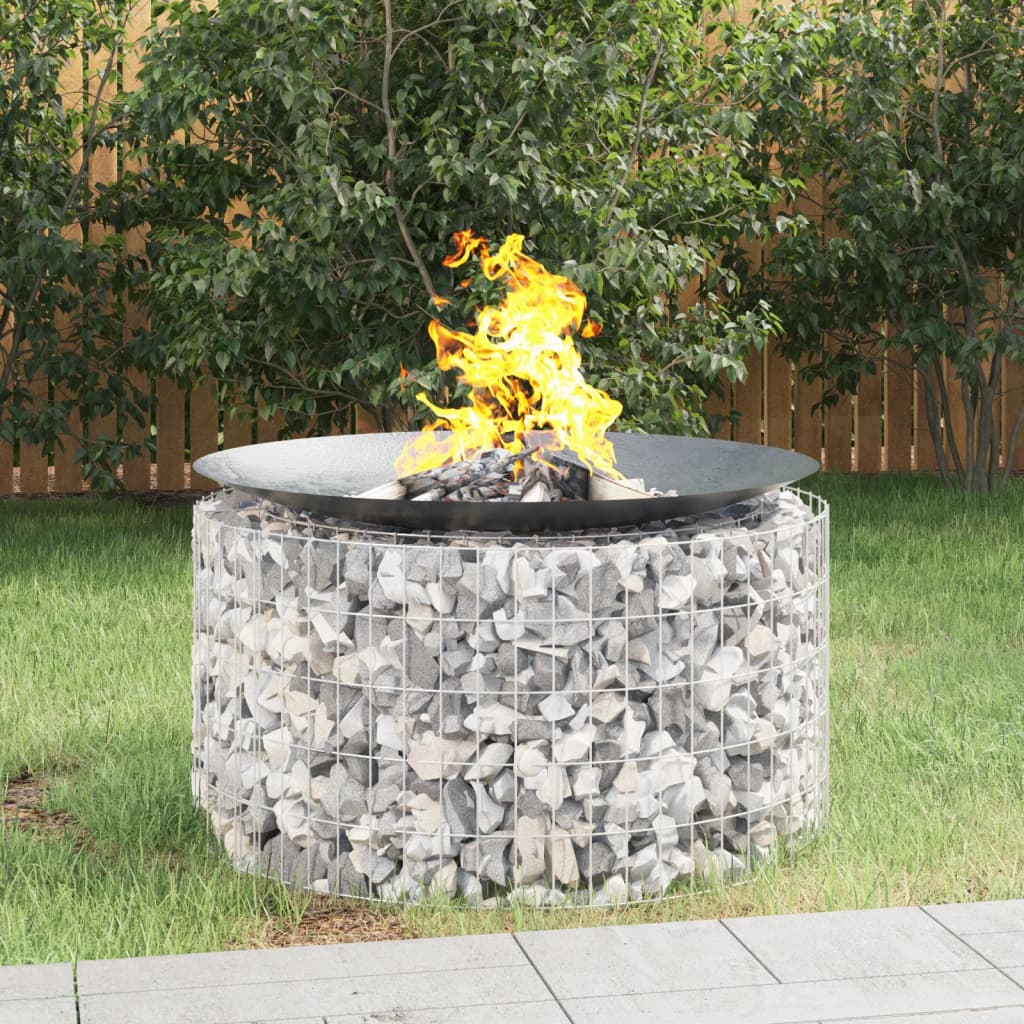 Gabion Fire Pit Round 100cm Galvanised | HomeAndLiving