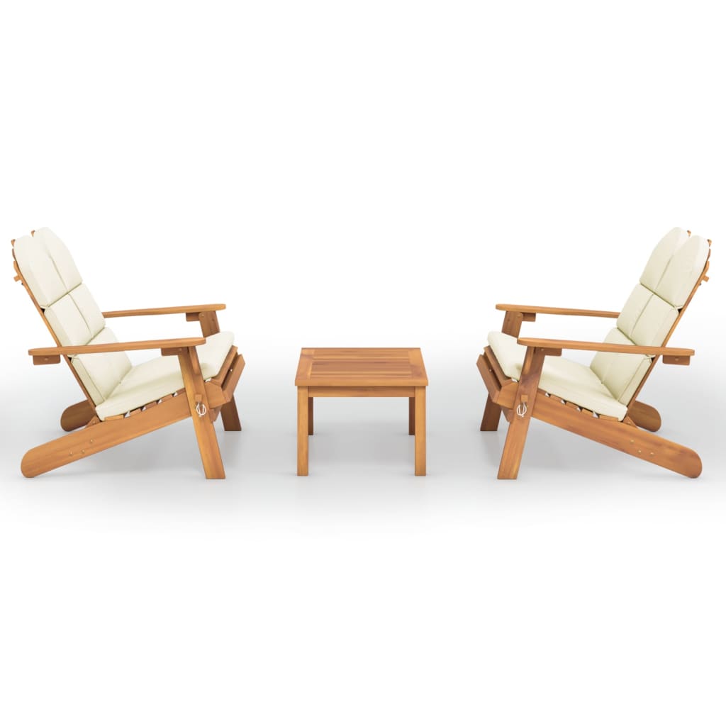 3-Piece Adirondack Garden Lounge in Solid Acacia