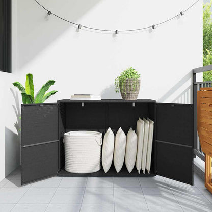 Poly Rattan Garden Storage Cabinet Black | HomeAndLiving