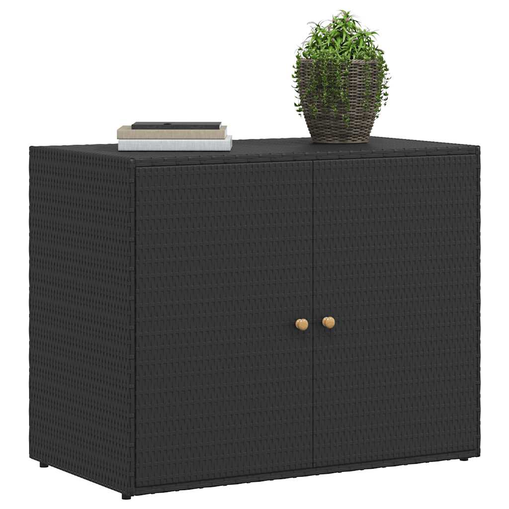 Poly Rattan Garden Storage Cabinet Black | HomeAndLiving