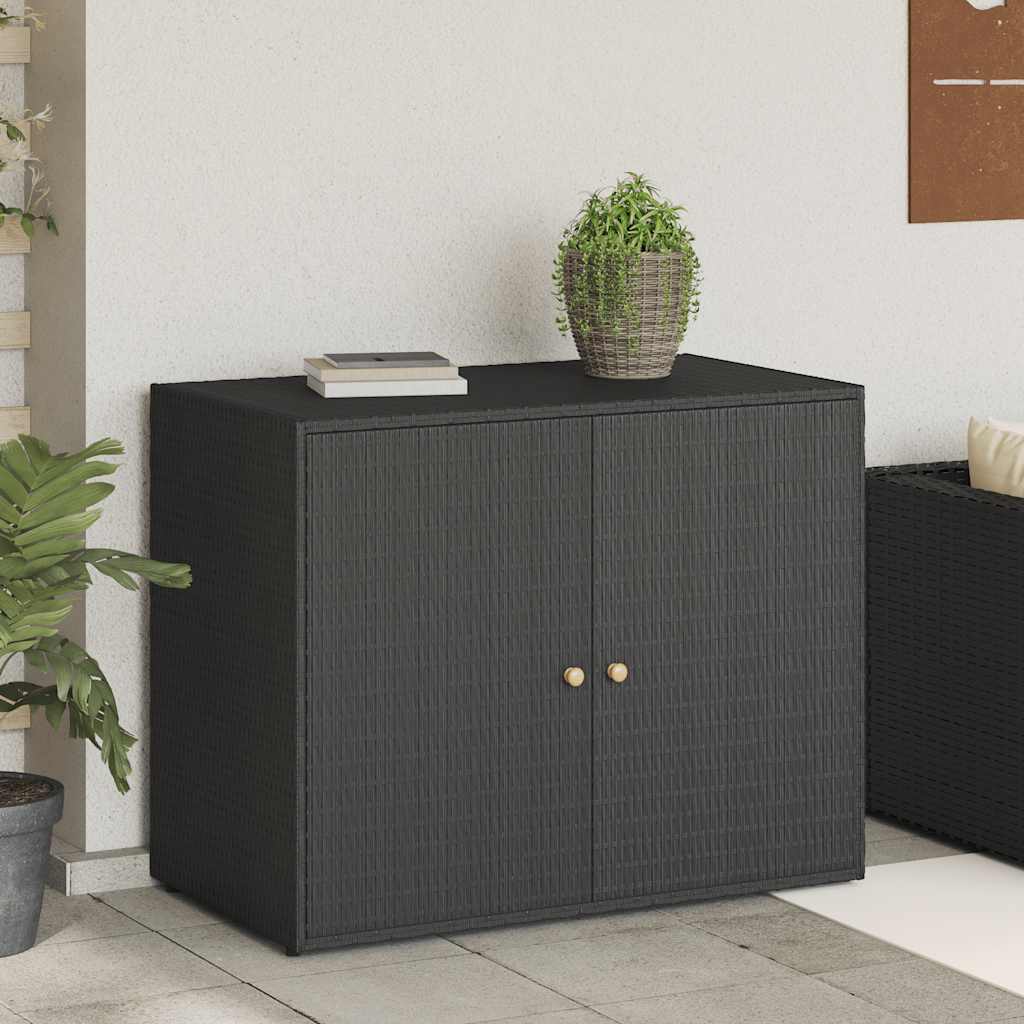 Poly Rattan Garden Storage Cabinet Black | HomeAndLiving