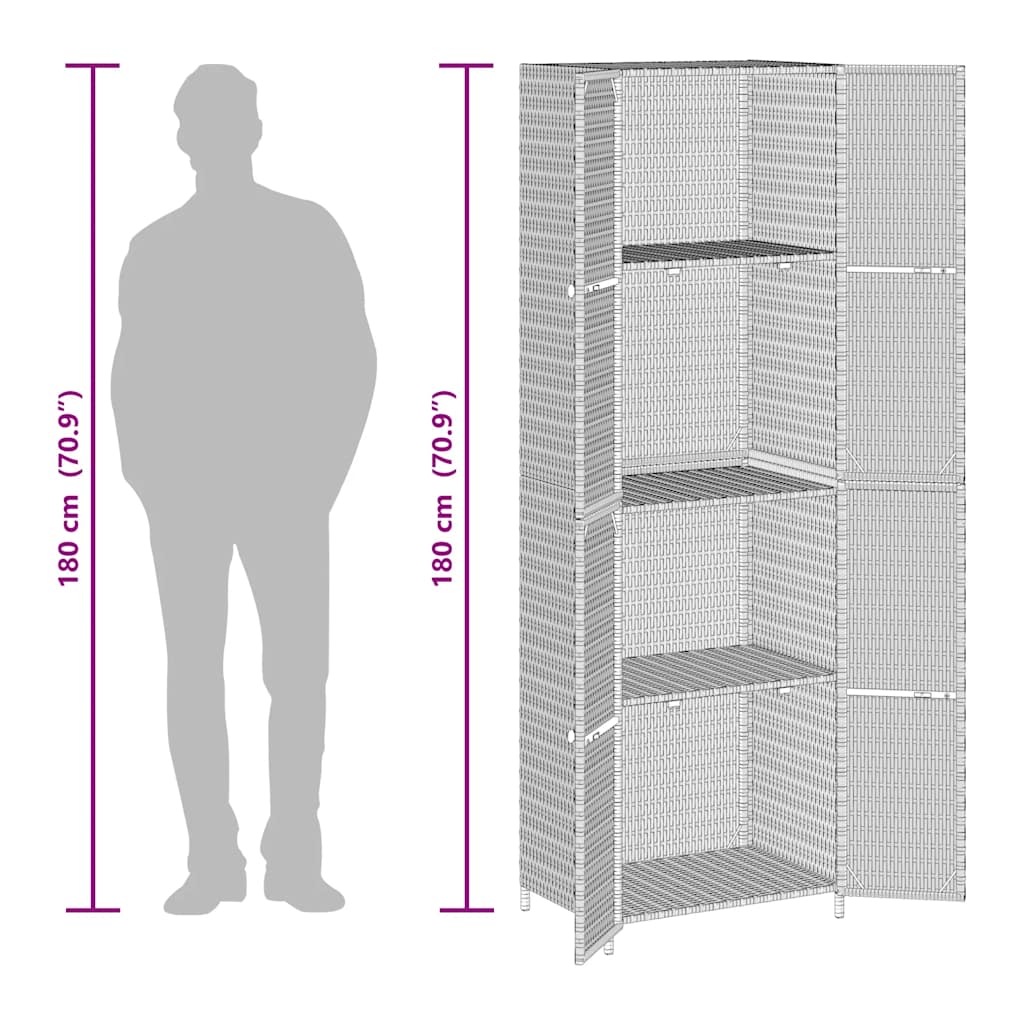 Garden Storage Cabinet Poly Rattan 180cm | HomeAndLiving