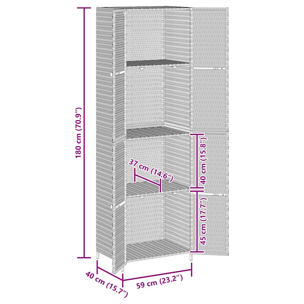 Garden Storage Cabinet Poly Rattan 180cm | HomeAndLiving
