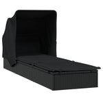 Comfortable Sunbed with Foldable Roof Black Daily Living Essential Garden Leisure