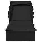 Comfortable Sunbed with Foldable Roof Black Daily Living Essential Garden Leisure