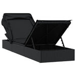 Comfortable Sunbed with Foldable Roof Black Daily Living Essential Garden Leisure