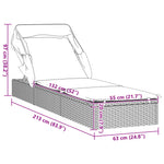 Comfortable Sunbed with Foldable Roof Black Daily Living Essential Garden Leisure