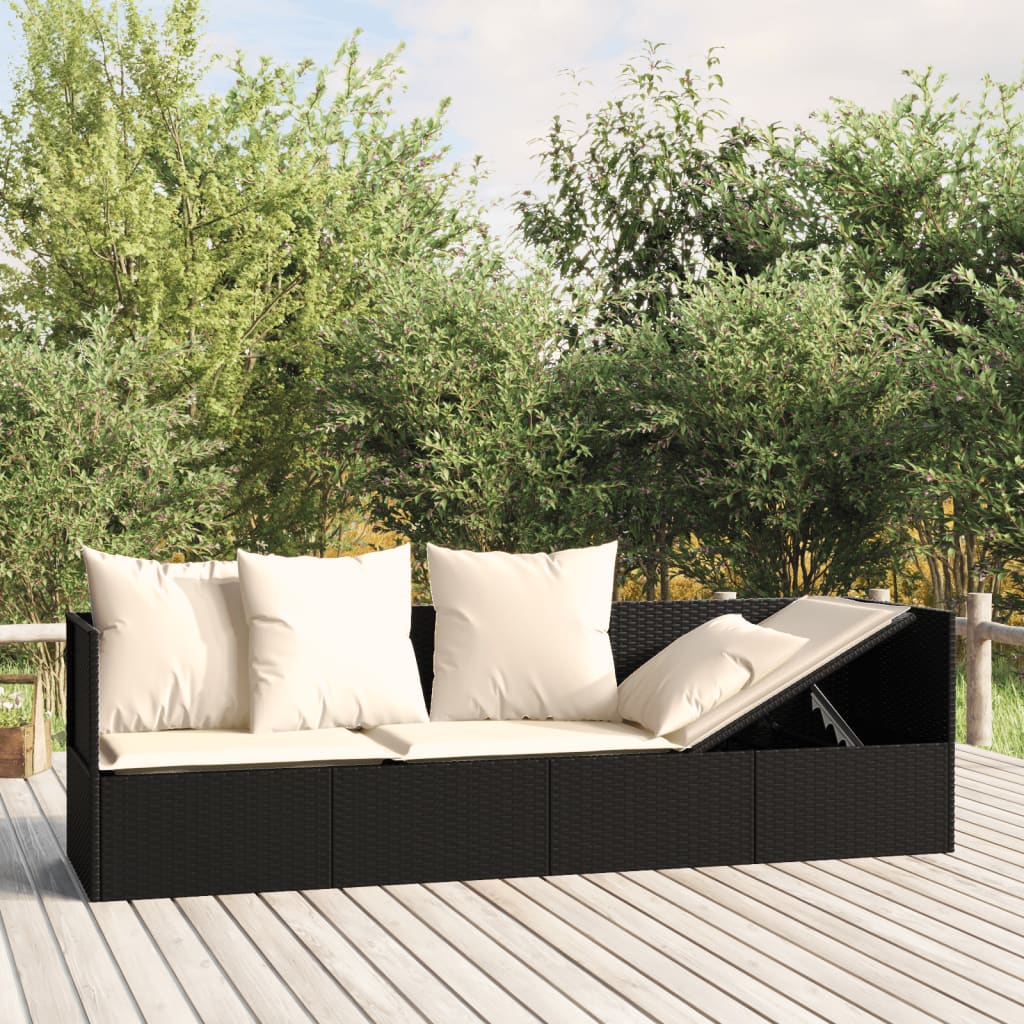 Minimalist Outdoor Lounge Bed with Cushions Patio Setup Home Comfort 