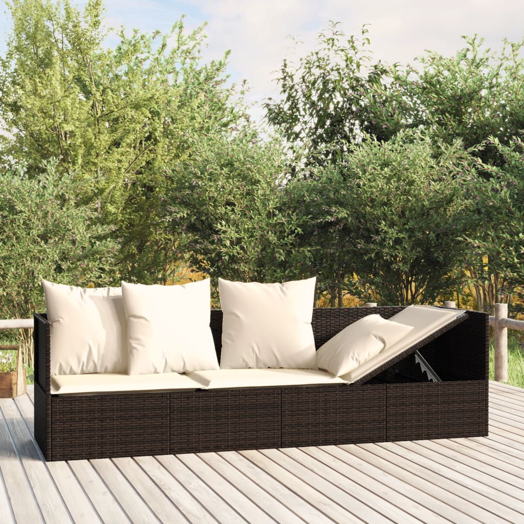 Space Saving Outdoor Lounge Bed with Cushions Daily Living Essential Essentials 