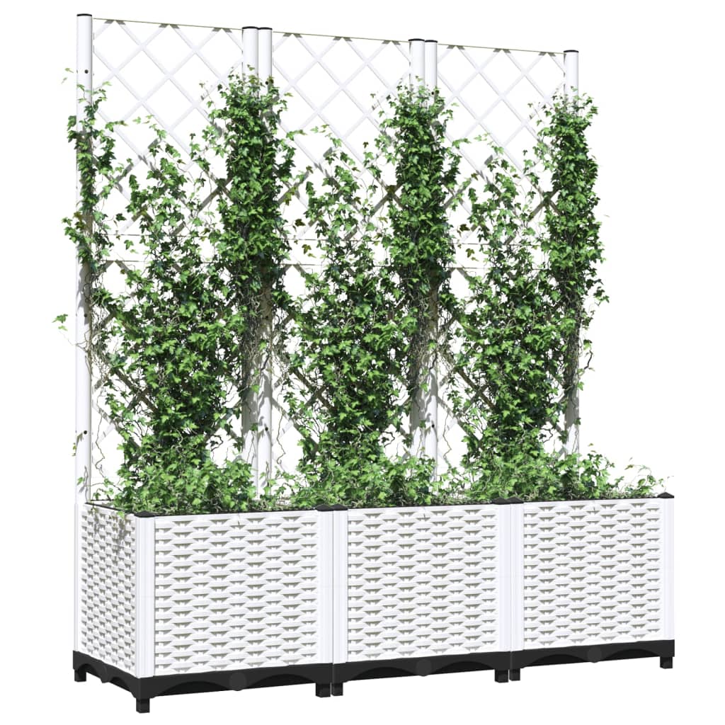 Garden Planter Trellis White 120x40x136cm | HomeAndLiving
