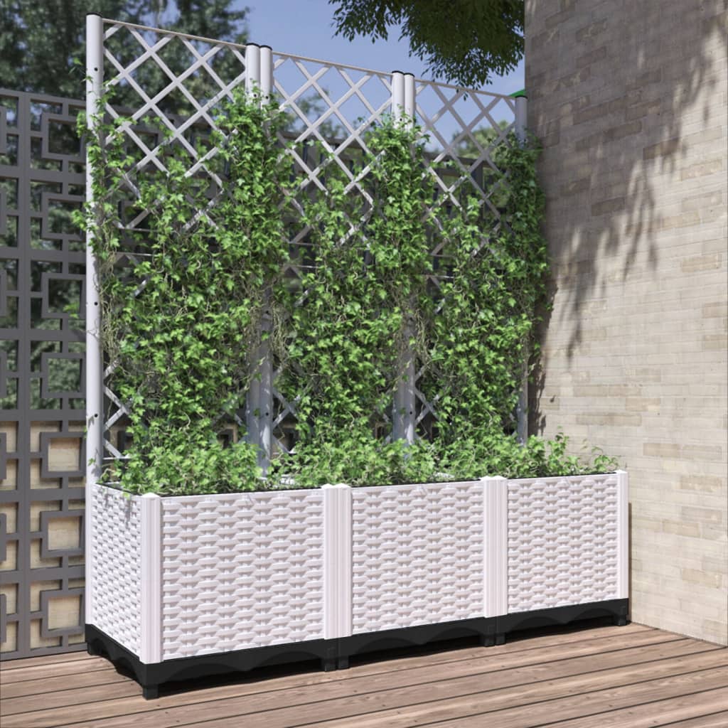 Garden Planter Trellis White 120x40x136cm | HomeAndLiving