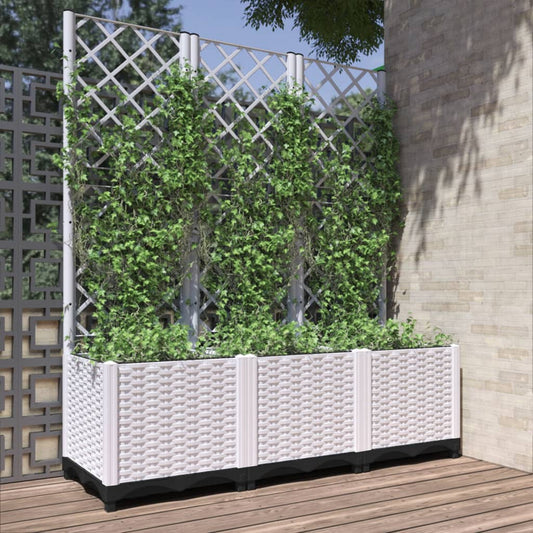 Garden Planter Trellis White 120x40x136cm | HomeAndLiving