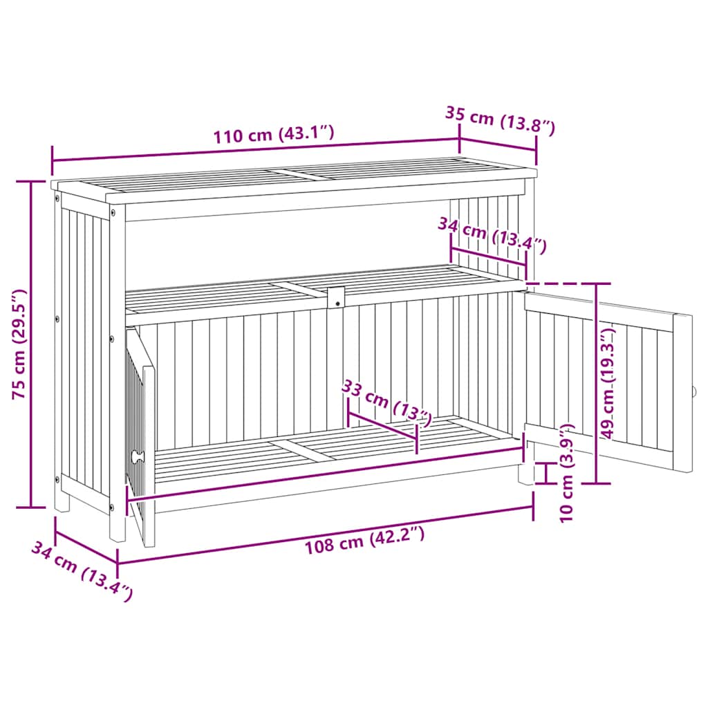 Functional Garden Console Table 110x35x75 cm Living Space Upgrade Boho 