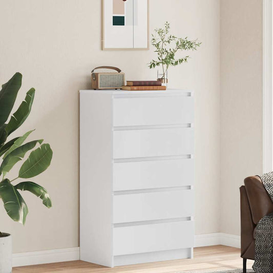 5 Drawer Cabinet White Engineered Wood | HomeAndLiving