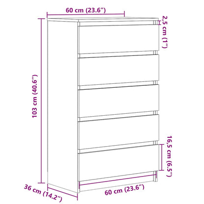 5 Drawer Cabinet White Engineered Wood | HomeAndLiving