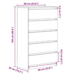 5 Drawer Cabinet White Engineered Wood | HomeAndLiving