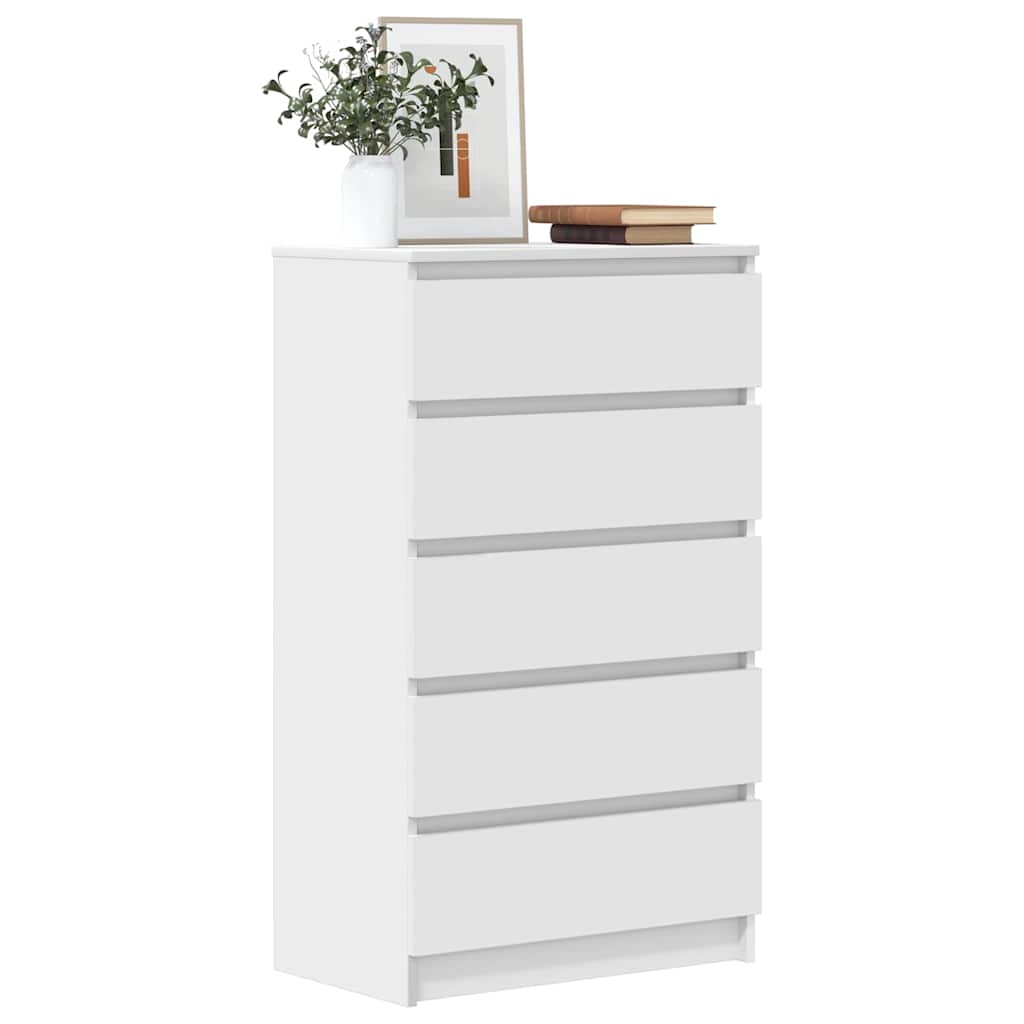 5 Drawer Cabinet White Engineered Wood | HomeAndLiving