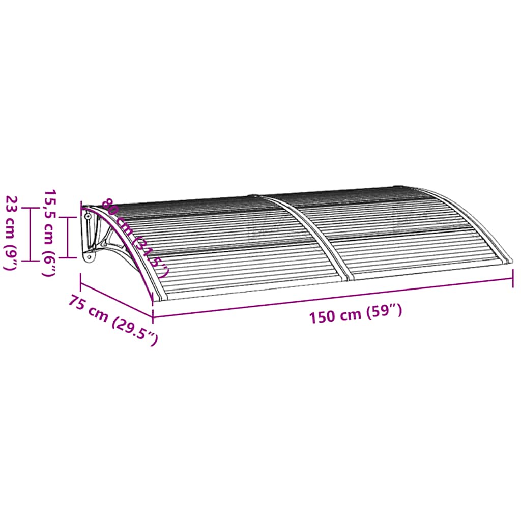 Door Canopy Black and Transparent Polycarbonate