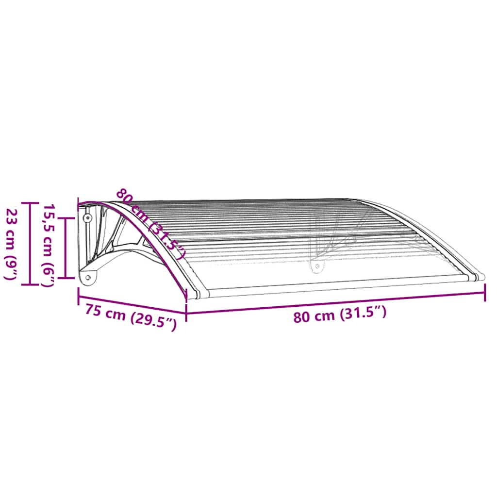 Elegant Door Canopy Grey Polycarbonate