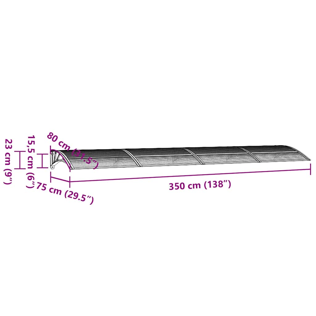 Heavy-duty Door Canopy Black Polycarbonate