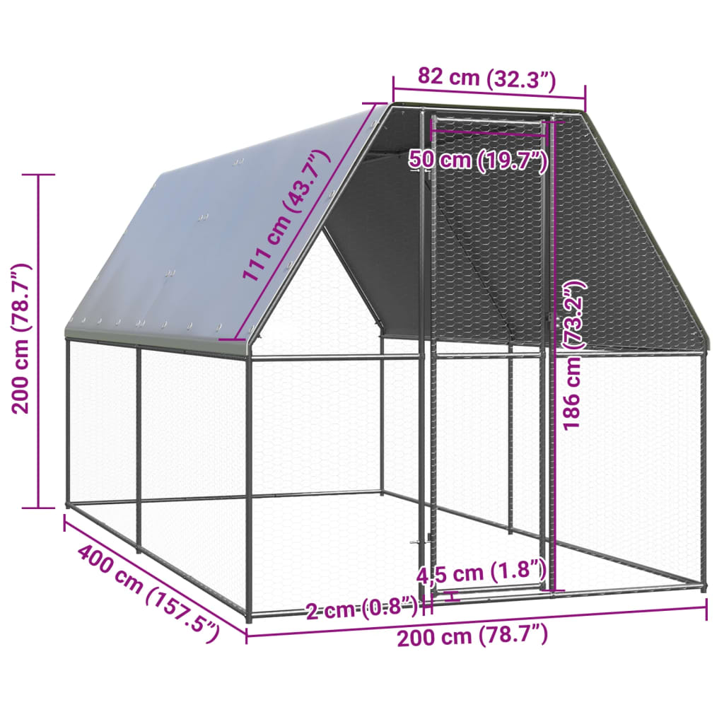 Galvanised Steel Chicken Cage 2x4x2m Outdoor | HomeAndLiving