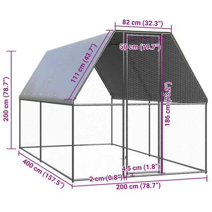 Galvanised Steel Chicken Cage 2x4x2m Outdoor | HomeAndLiving