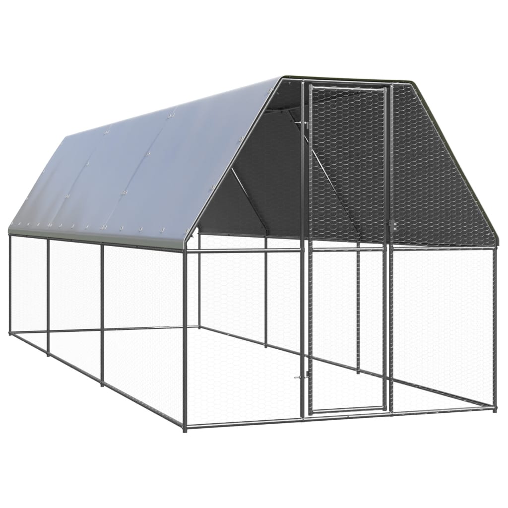 Chicken Run Enclosure 2x6x2m Galvanised Steel | HomeAndLiving