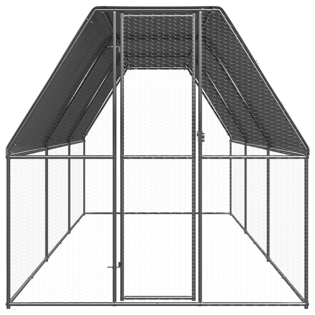 Chicken Run Enclosure 2x6x2m Galvanised Steel | HomeAndLiving