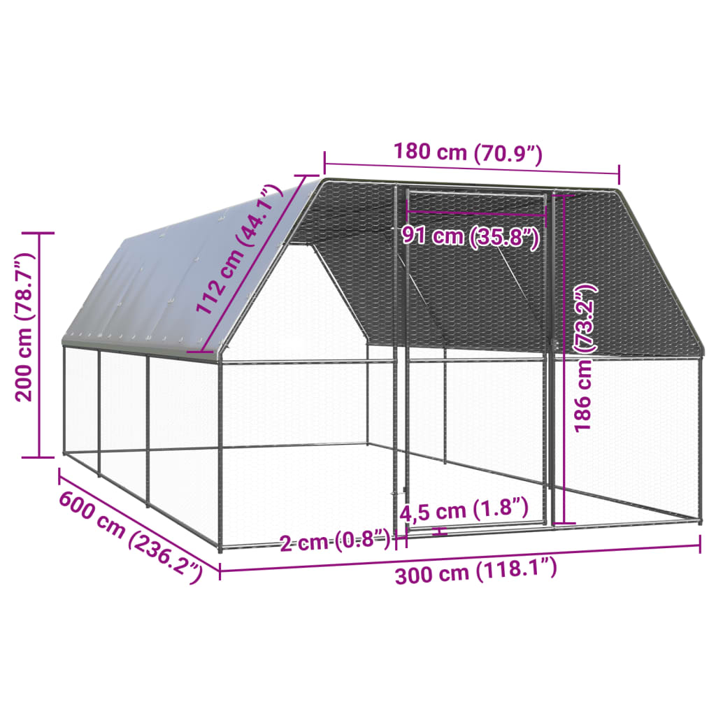 Large Chicken Run 3x6x2m Galvanised Steel | HomeAndLiving