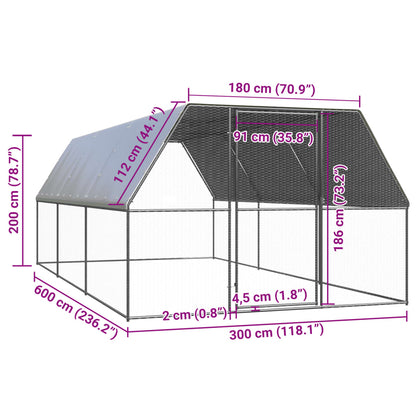 Large Chicken Run 3x6x2m Galvanised Steel | HomeAndLiving