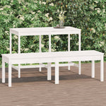 Pine Purity Duo: White Solid Wood 2-Seater Garden Bench