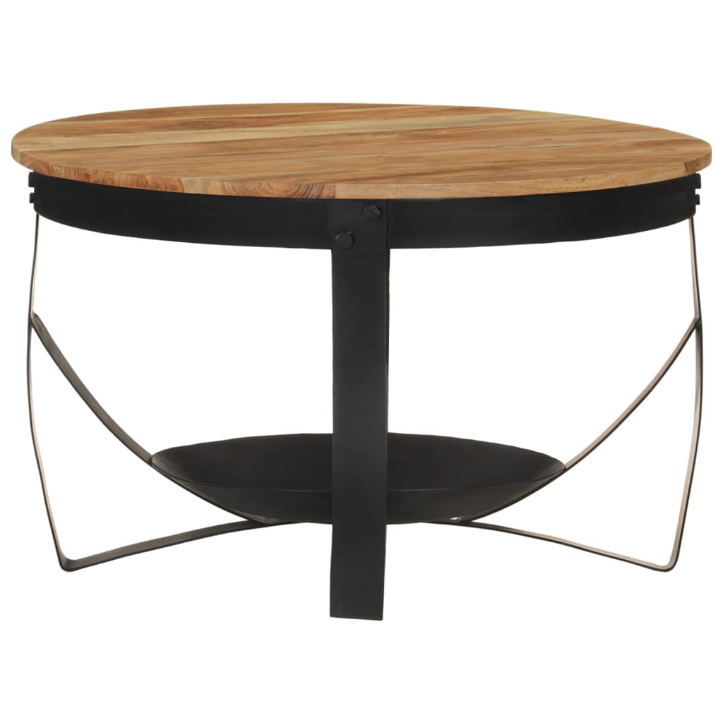 Rustic Fusion: Acacia Wood and Iron Coffee Table