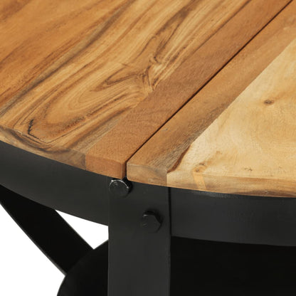 Rustic Fusion: Acacia Wood and Iron Coffee Table