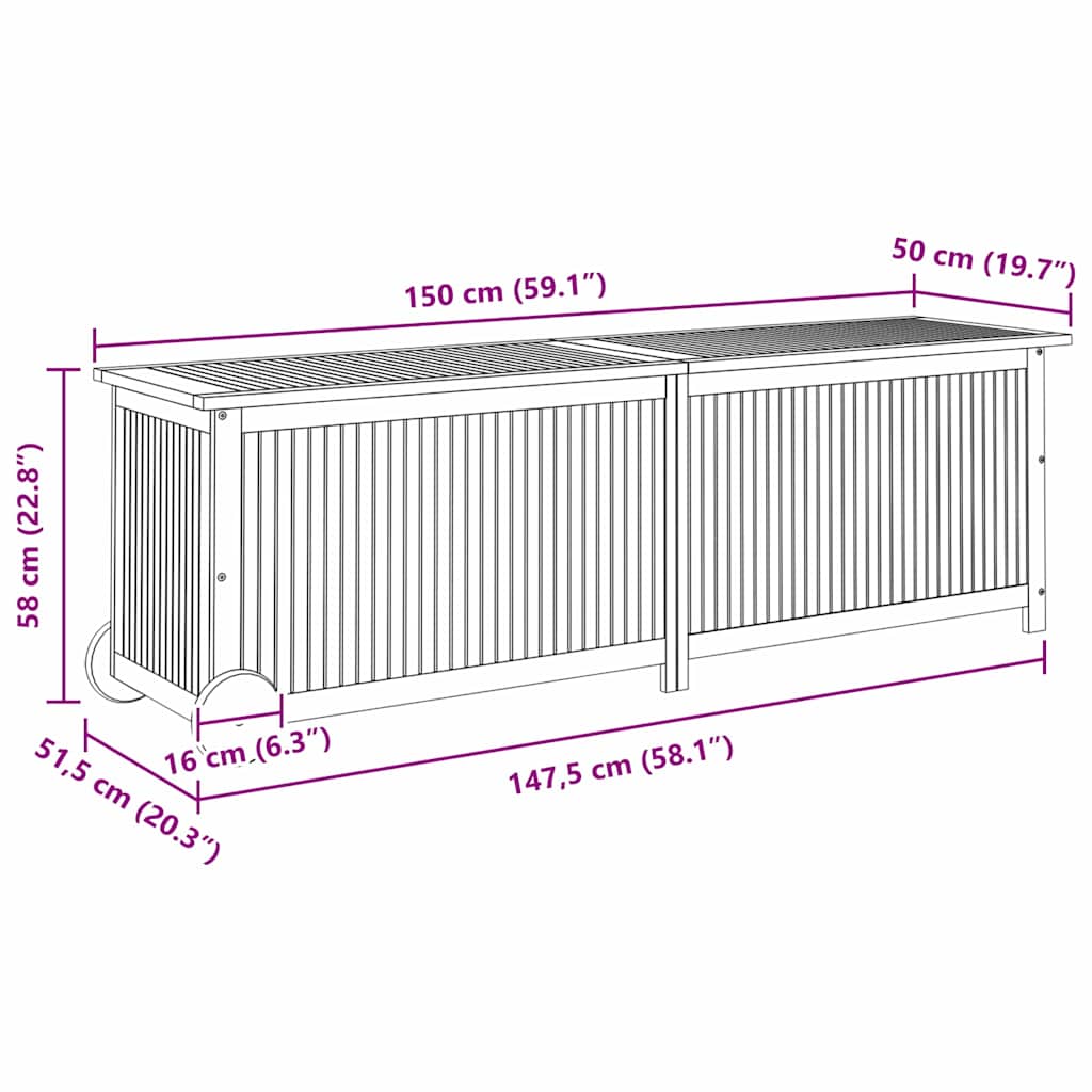 Space Saving Garden Storage Box with Wheels Patio Setup Garden Leisure 