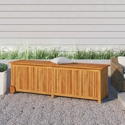 Space Saving Garden Storage Box with Wheels Patio Setup Garden Leisure 